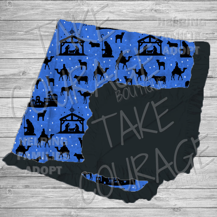 LET US ADORE HIM - Blue Nativity Family Loungewear - KIDS - TCB Custom PREORDER
