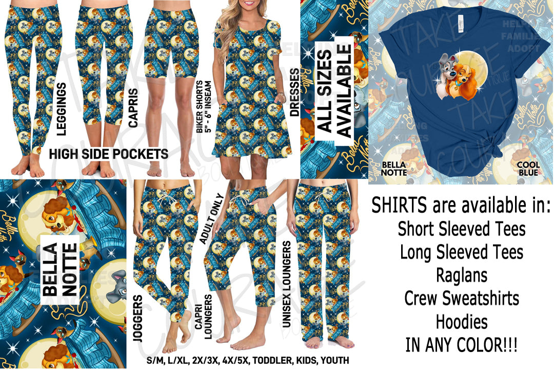 BELLA NOTTE - Joggers, Leggings, Shorts, Dresses, Tees, Hoodies & Sweatshirts - BATCH 274 PREORDER