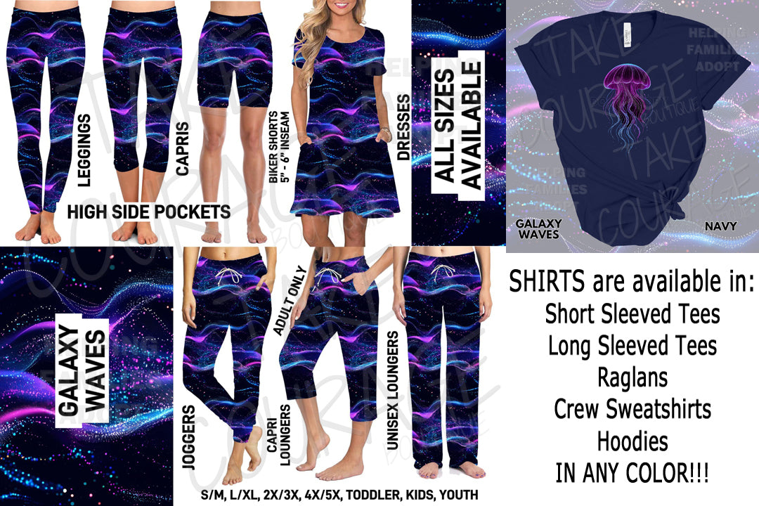 GALAXY WAVES - Joggers, Leggings, Shorts, Dresses, Tees, Hoodies & Sweatshirts - BATCH 274 PREORDER
