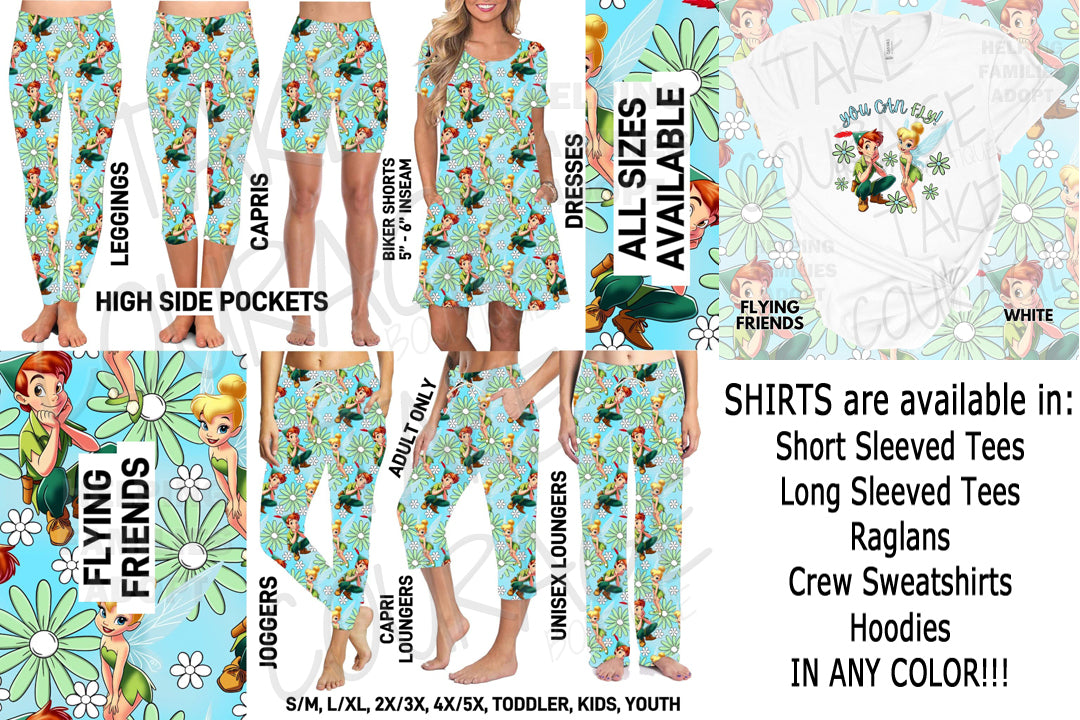 FLYING FRIENDS - Joggers, Leggings, Shorts, Dresses, Tees, Hoodies & Sweatshirts - BATCH 274 PREORDER