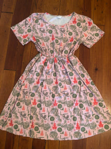 Pink Chinoiserie Dress - ADULT S