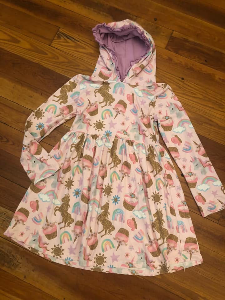Unicorn Hooded Dress KIDS 8/9