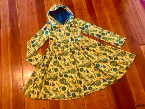 Yellow Chinoiserie Hooded Dress 6/7