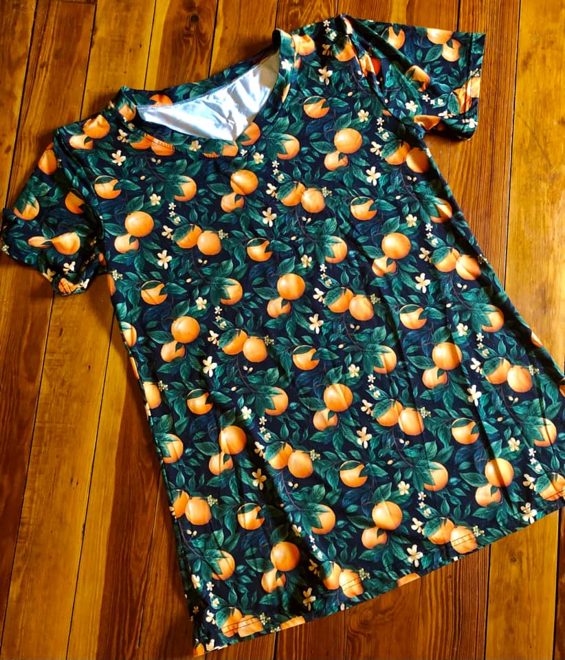 Orange Blossom V-neck Tunic Shirt Adult M