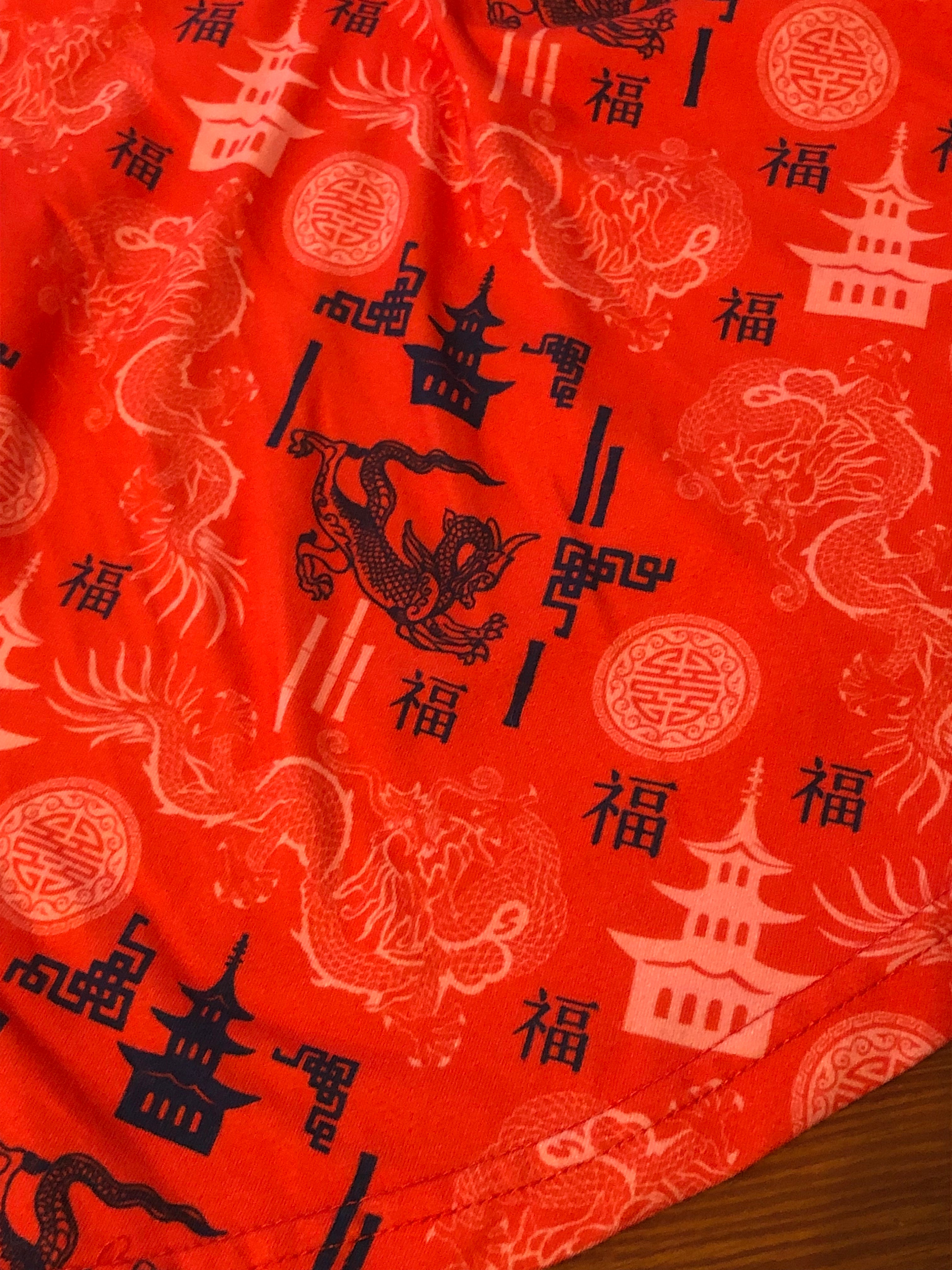Red Chinoiserie Twirly Dress - KIDS 6/7