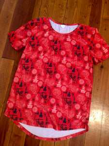 Red Chinoiserie High Low Top - ADULT S